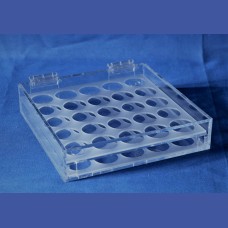 MONEDAS   Caja para 98 unds. en dos bandejas <br>Medidas: 300 x 300 x  48 mm<br>